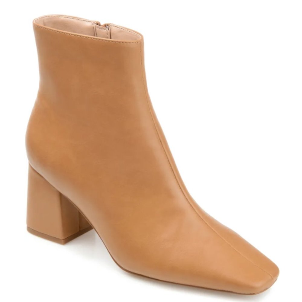 JOURNEE COLLECTION Haylinn Square Toe Booties, Tan, Faux Leather (8.5 &11), NWT*